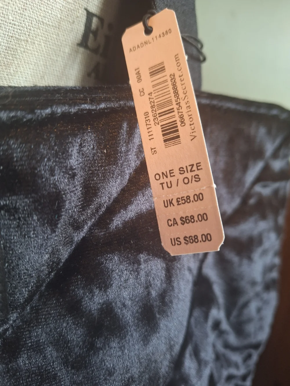 Victoria's Secret Black Quilted Velour Tote Bag